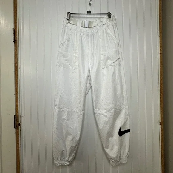 Nike Sportswear Women's Woven Cargo Joggers in White Belted wBlack Swoosh Size M - Picture 4 of 16